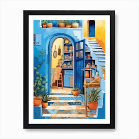 Blue House In Morocco 1 Art Print