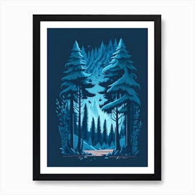 A Fantasy Forest At Night In Blue Theme 57 Art Print