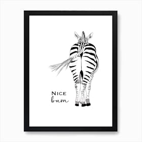 Zebra Bum Funny Animal Bathroom Art Print