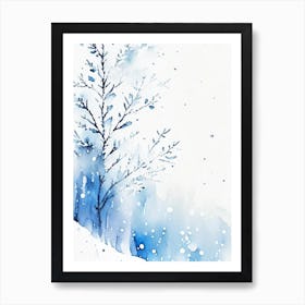 Winter Scenery, Snowflakes, Minimalist Watercolour 1 Art Print