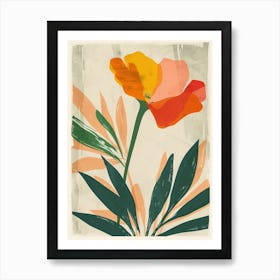 Botanical Tropical Leaves Groovy 6 Art Print