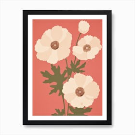 Anemones Flower Big Bold Illustration 4 Art Print