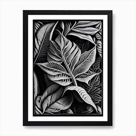 Coffee Leaf Linocut Art Print