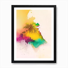 Grenada Green Watercolour Pastel Tropical Destination Art Print