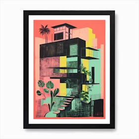 A House In Mumbai, Abstract Risograph Style 2 Art Print