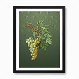 Vintage Grape Vine Botanical on Lunar Green Pattern n.1936 Art Print