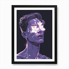 Man With Flowers On His Face Art Print