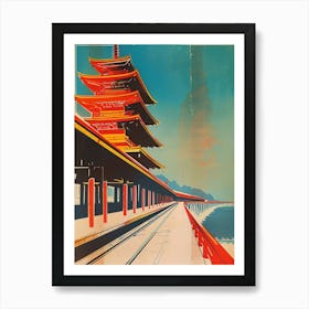 Japan Coastal Travel Scene Mid Century Modern Art Print