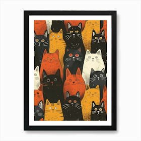 Perfectly Repeatable Artwork With Cute Cat Faces 08 Art Print