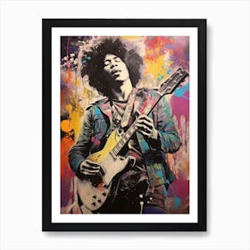 Jimi Hendrix Abstract Portrait 9 Art Print