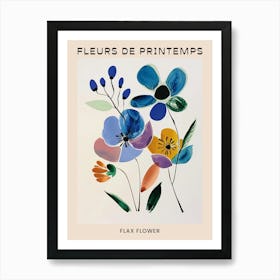 Spring Floral French Poster  Flax Flower 2 Art Print