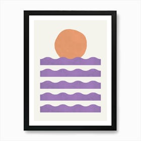 Sun Wave Beach Minimalism Abstract - Orange Purple Sunset Art Print