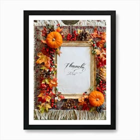 Calligraphy Of Thankful Ensconced In An Elaborate Vintage Style Frame Weaving Through A Tapestry (2) Art Print