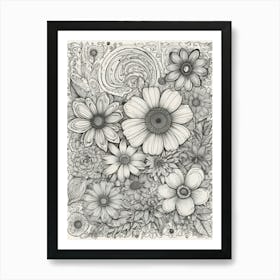 Flowers In Black And White 4 Art Print