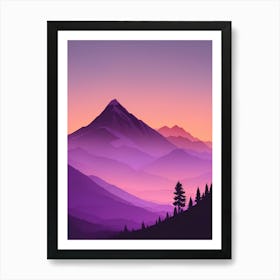 Misty Mountains Vertical Composition In Purple Tone 11 Art Print