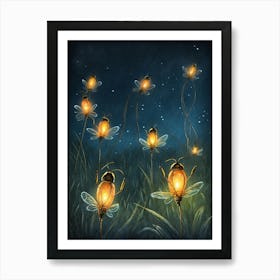 Bees At Night Art Print