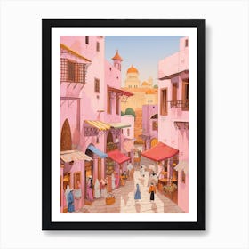 Rabat Morocco 4 Vintage Pink Travel Illustration Art Print