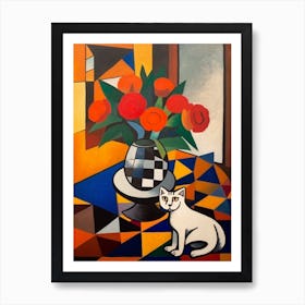 Anemone With A Cat 2 Cubism Picasso Style Poster