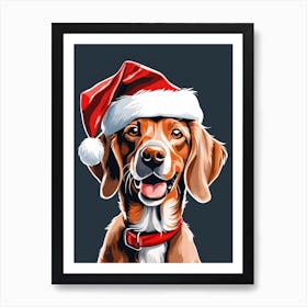 Cute Dog Wearing A Santa Hat Painting (7) Art Print