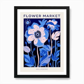 Blue Flower Market Poster Hellebore 3 Art Print