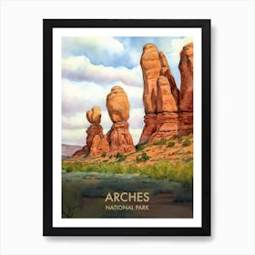 Arches National Park Watercolour Vintage Travel Poster 1 Art Print