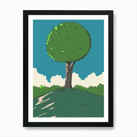 Tree On A Hill Art Print