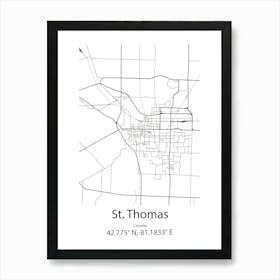 St Thomas,Canada Minimalist Map Art Print