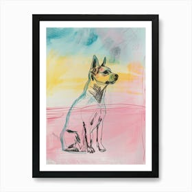 Colourful Portuguese Podengo Pequeno Dog Abstract Line Illustration 3 Art Print