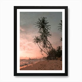 Beach And Palm Trees, Oil Painting Art Print