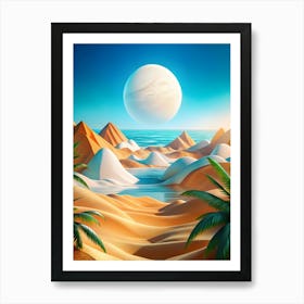 3d Desert Landscape Art Print