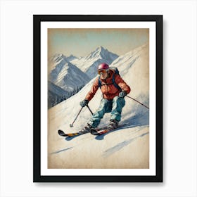 Skier On The Slopes 1 Art Print