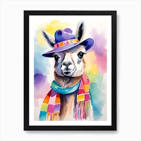 Llama With Scarf Art Print