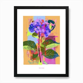 Hydrangea 2 Neon Flower Collage Poster Art Print