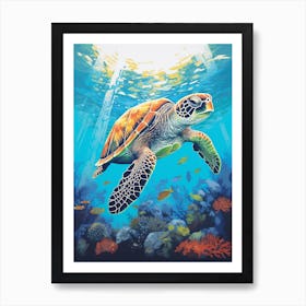 Sea Turtle Exploring The Ocean 4 Art Print