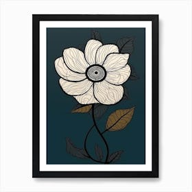 Line Art Sunflower Flowers Illustration Neutral 10 Art Print