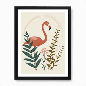 Jamess Flamingo And Oleander Minimalist Illustration 1 Art Print