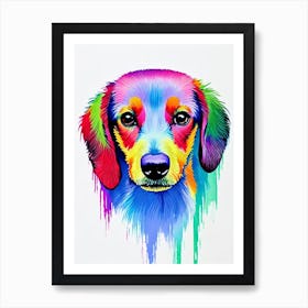 Dachshund Rainbow Oil Painting Dog Art Print