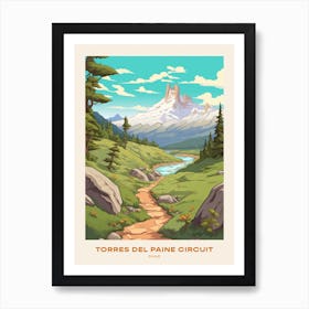 Torres Del Paine Circuit Chile 6 Hike Poster Art Print