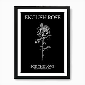 English Rose Black And White Line Drawing 16 Poster Inverted Art Print