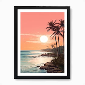 Illustration Of Greenmount Beach Australia In Pink Tones 1 Art Print