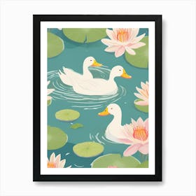 Ducks In Water Art Print