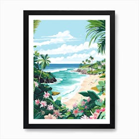 Diamond Beach, Bali, Indonesia, Matisse And Rousseau Style 3 Art Print