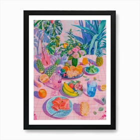 Pink Breakfast Food Veggie Breakfast 1 Art Print