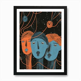 Three People In Space Art Print