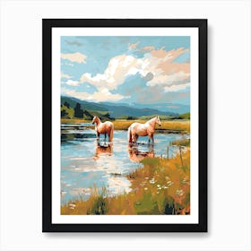 Horses Painting In Lake District, England 4 Art Print