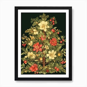 William Morris Style Christmas Tree 3 Art Print