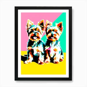 Yorkshire Terrier Pups, This Contemporary art brings POP Art and Flat Vector Art Together, Colorful Art, Animal Art, Home Decor, Kids Room Decor, Puppy Bank - 102nd Art Print