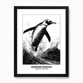 Penguin Diving Into The Water Poster 6 Art Print