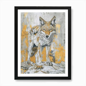 Coyote Precisionist Illustration 4 Art Print