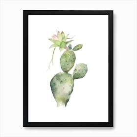 Rat Tail Cactus Watercolour Drawing 2 Art Print